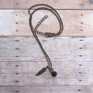 Feather Bronze Charm Necklace